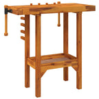 vidaXL Werkbank mit Schraubstöcken 92x48x83 cm Massivholz Akazie