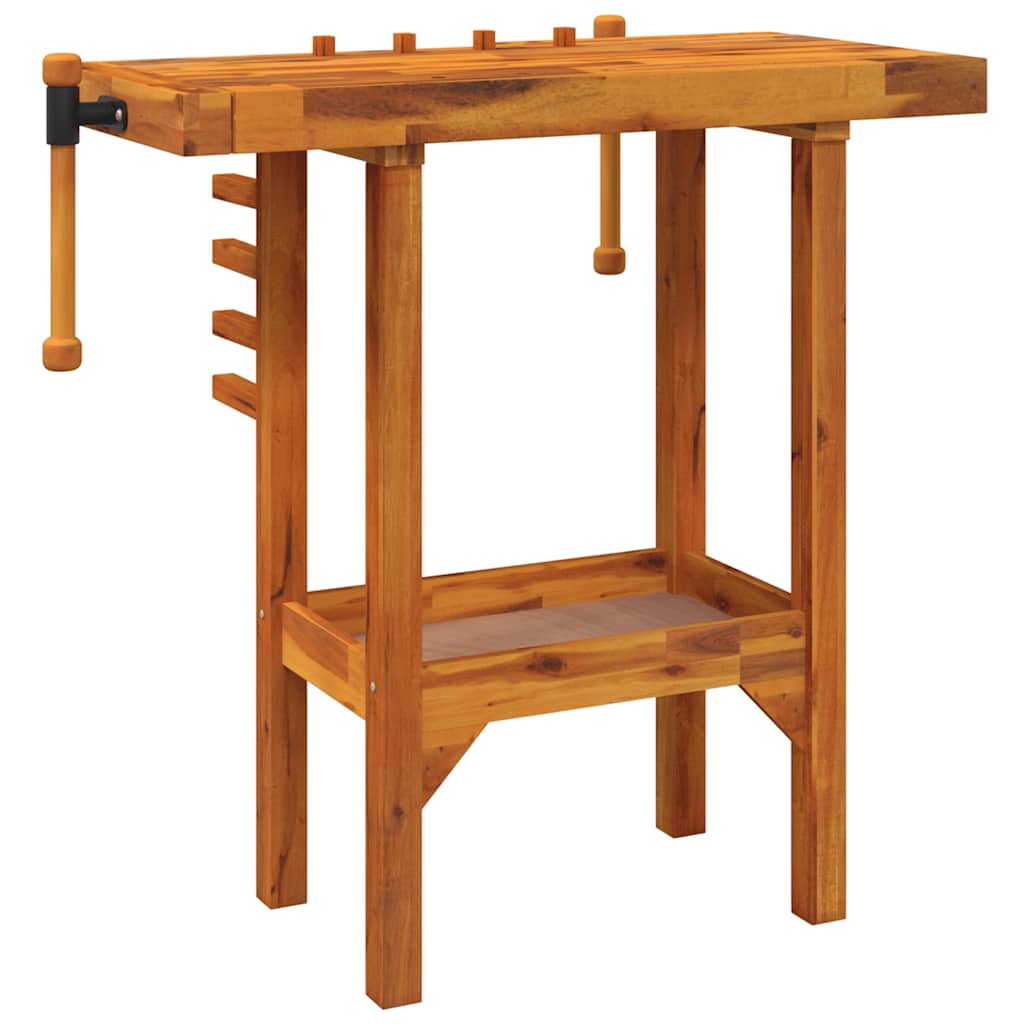 vidaXL Werkbank mit Schraubstöcken 92x48x83 cm Massivholz Akazie