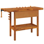 vidaXL Werkbank mit Schublade und Schraubstöcken 124 x 52 x 83 cm Massivholz Akazie