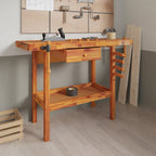 vidaXL Werkbank mit Schublade und Schraubstöcken 124 x 52 x 83 cm Massivholz Akazie