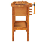 vidaXL Werkbank mit Schubladen Schraubstöcken 124x52x83 cm Akazienholz