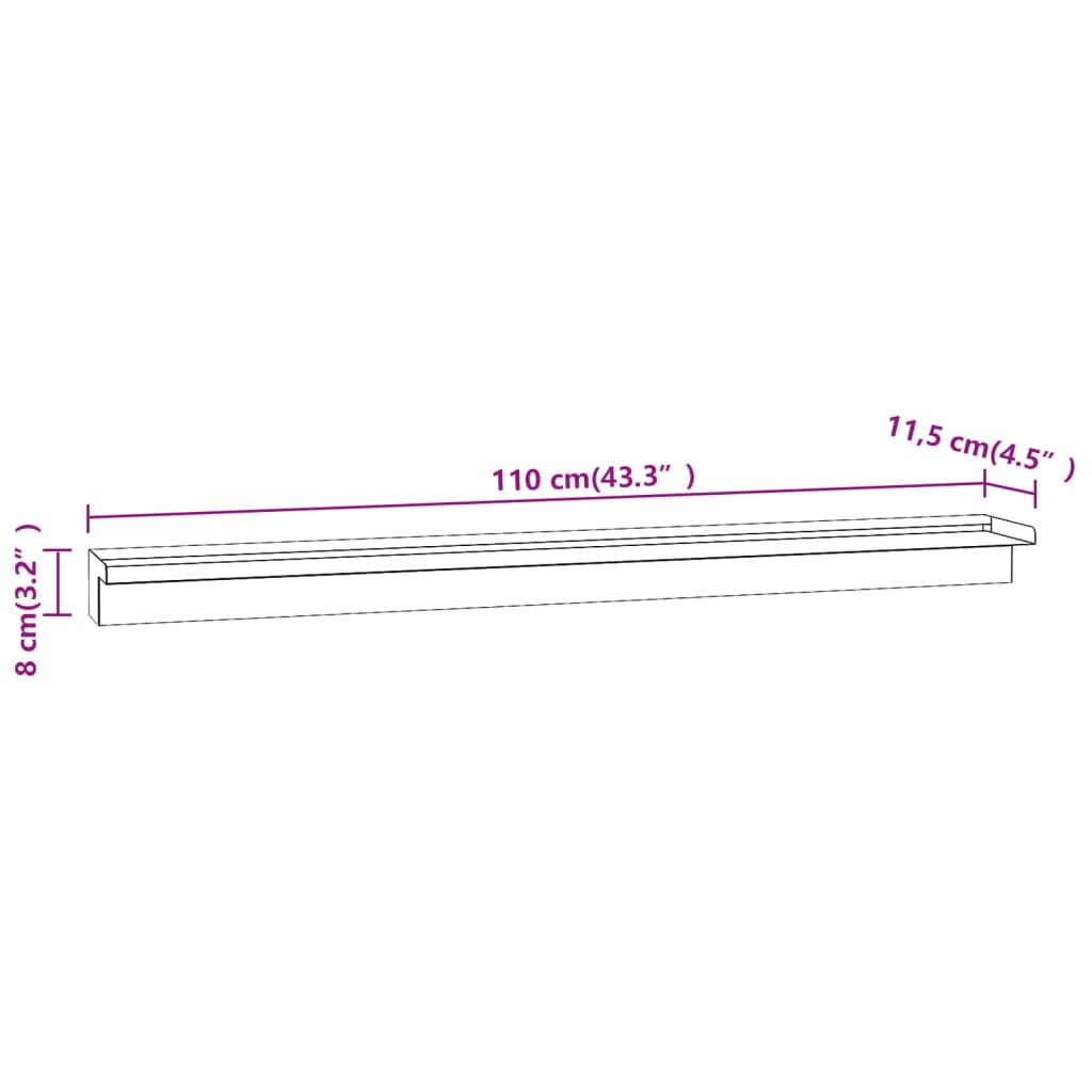 vidaXL Pool-Wasserfall Rechteckig Edelstahl 110 cm