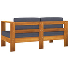 vidaXL 3-tlg. Garten-Lounge-Set mit Dunkelgrauen Kissen Massivholz