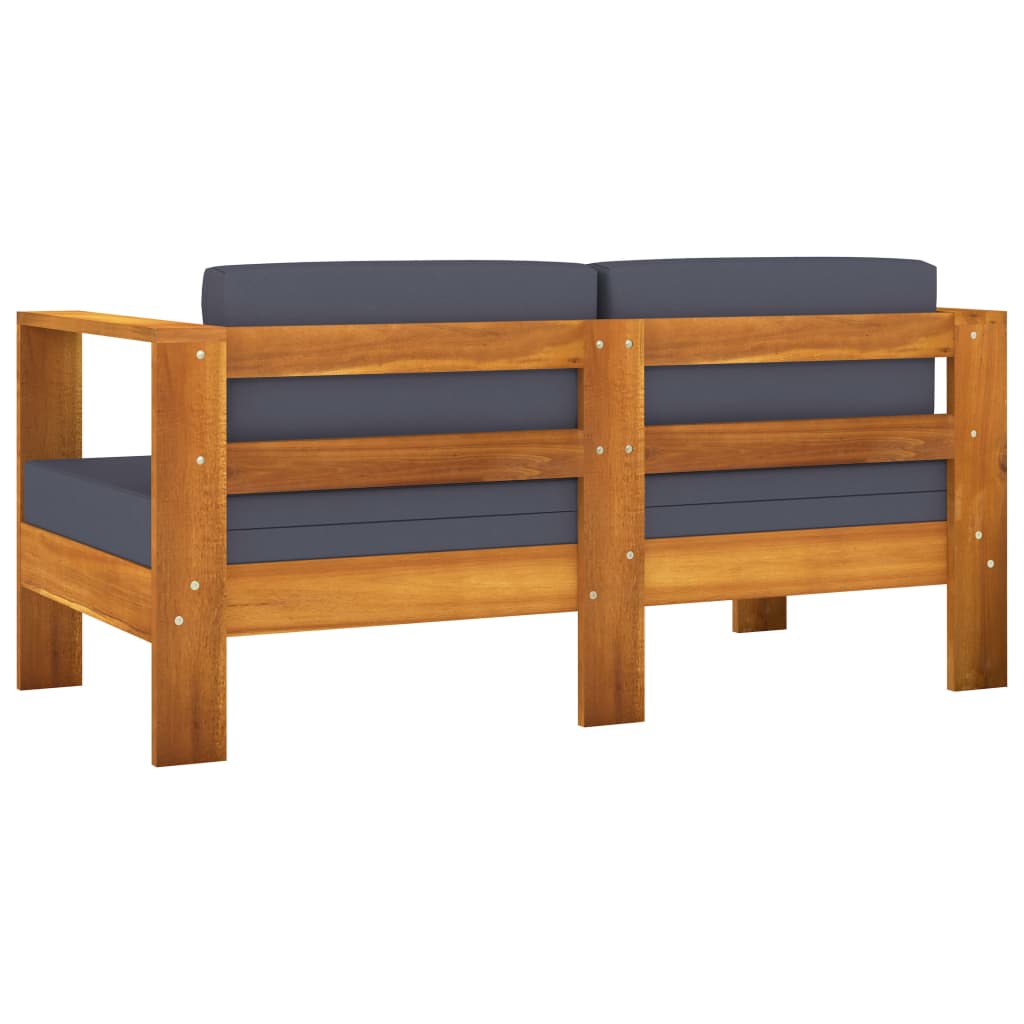 vidaXL 5-tlg. Garten-Lounge-Set mit Dunkelgrauen Kissen Massivholz