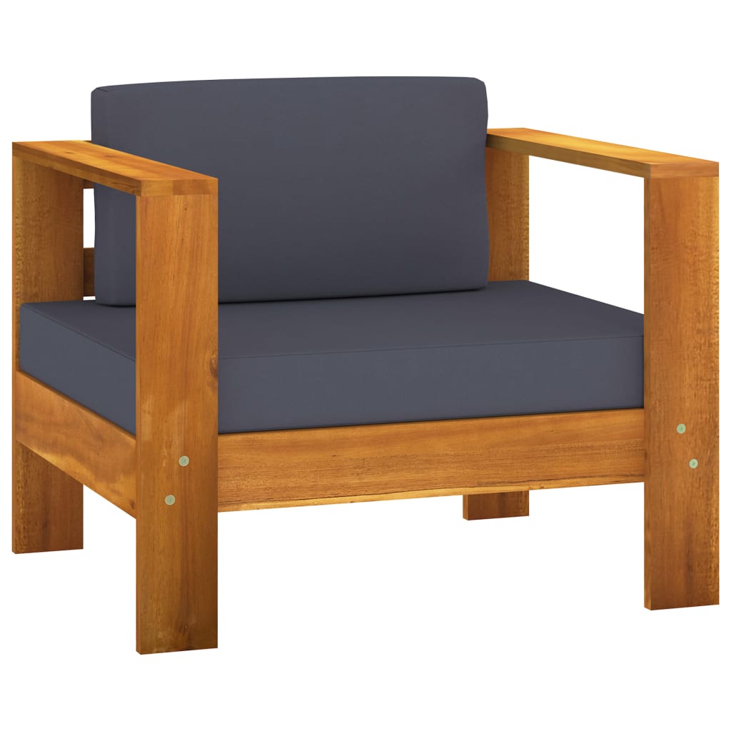 vidaXL 5-tlg. Garten-Lounge-Set mit Dunkelgrauen Kissen Massivholz