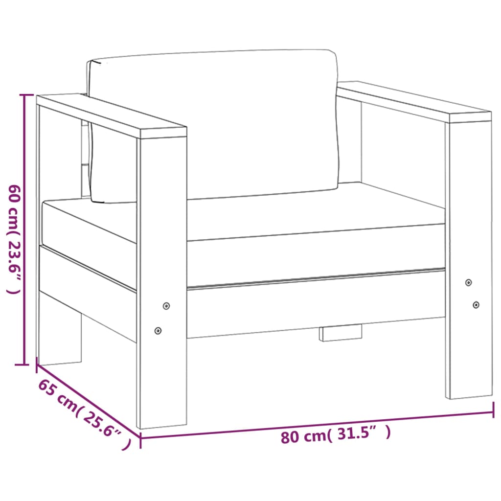 vidaXL 3-tlg. Garten-Lounge-Set mit Cremeweißen Kissen Massivholz