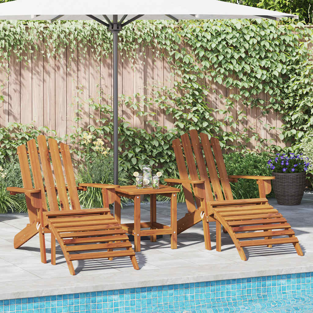vidaXL Adirondack-Gartenstühle mit Fußteilen 2 Stk. Massivholz Akazie