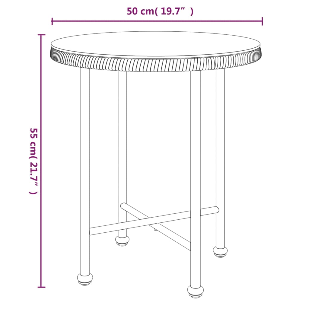 vidaXL Esstisch Ø50 cm Hartglas und Stahl