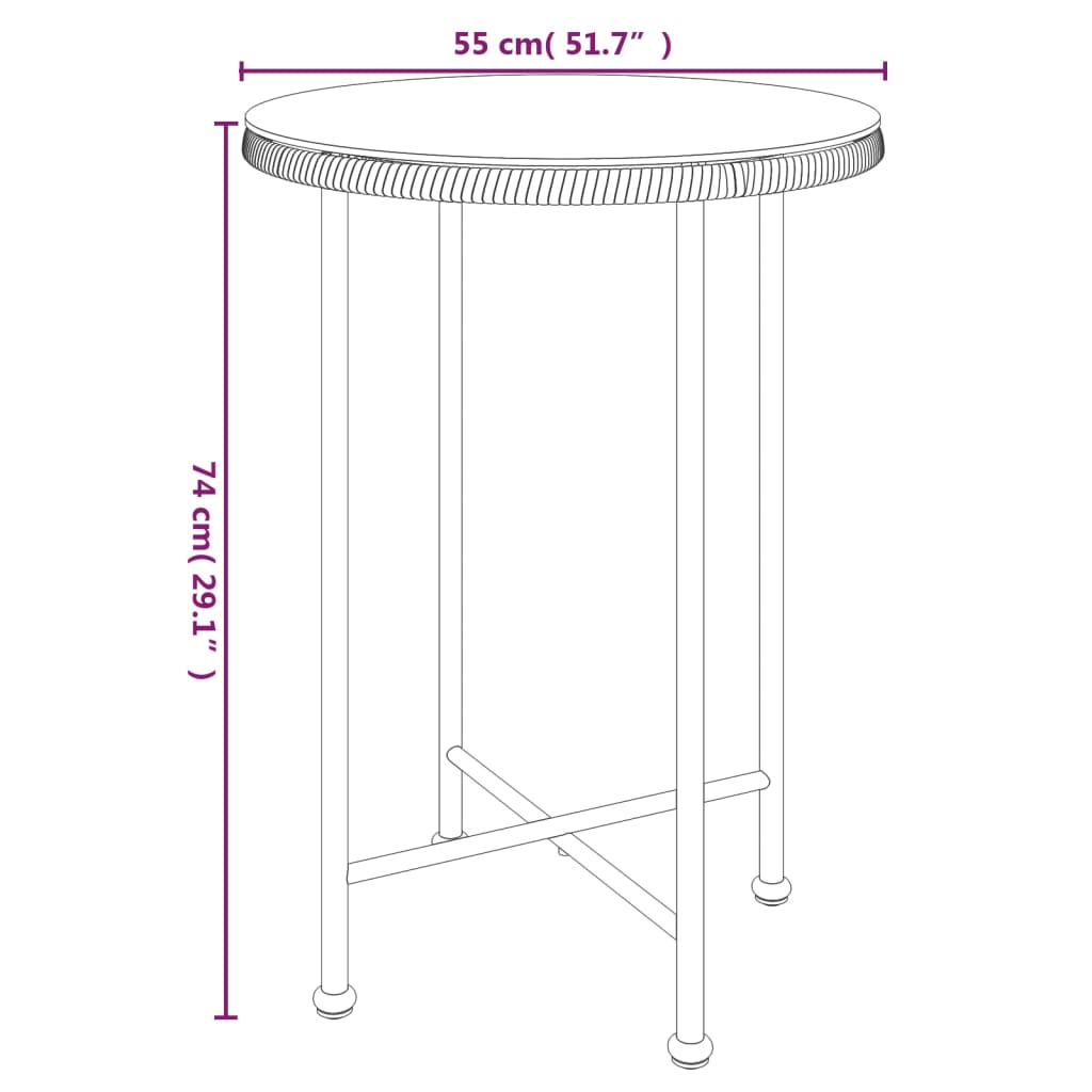vidaXL Esstisch Ø55 cm Hartglas und Stahl