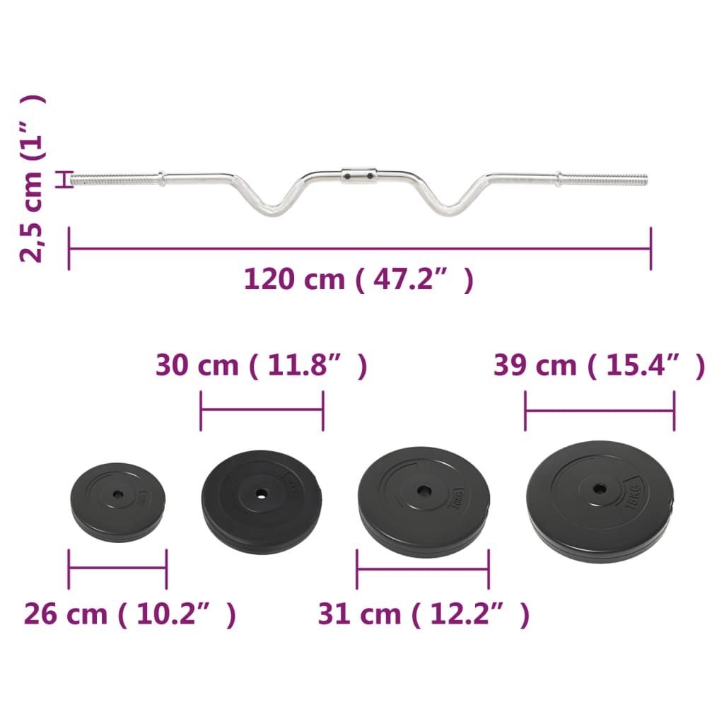 vidaXL Curlstange mit Hantelscheiben 90 kg