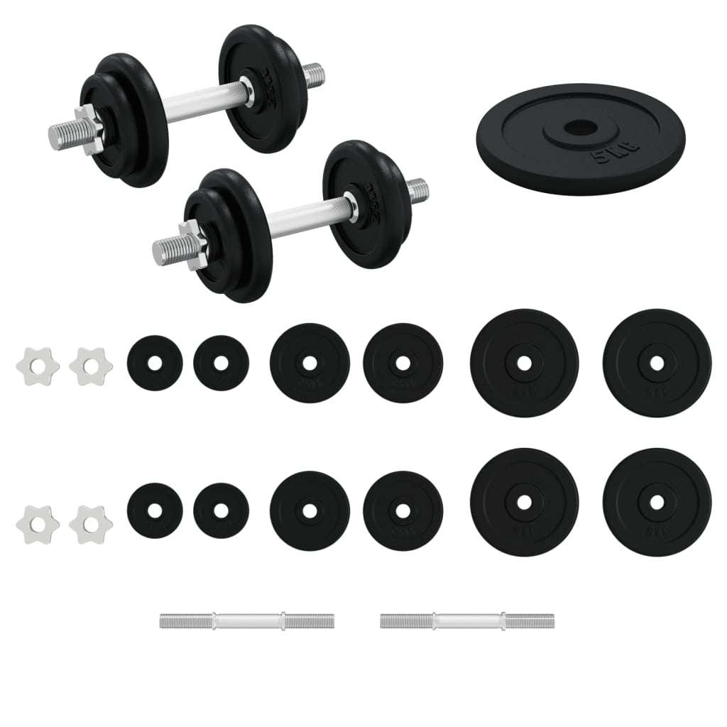 vidaXL Kurzhantel mit Hantelscheiben 40 kg Gusseisen & Stahl verchromt