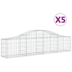 vidaXL Gabionen mit Hochbogen 5 Stk. 200x30x40/60 cm Verzinktes Eisen