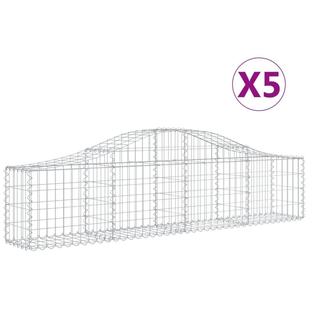 vidaXL Gabionen mit Hochbogen 5 Stk. 200x30x40/60 cm Verzinktes Eisen