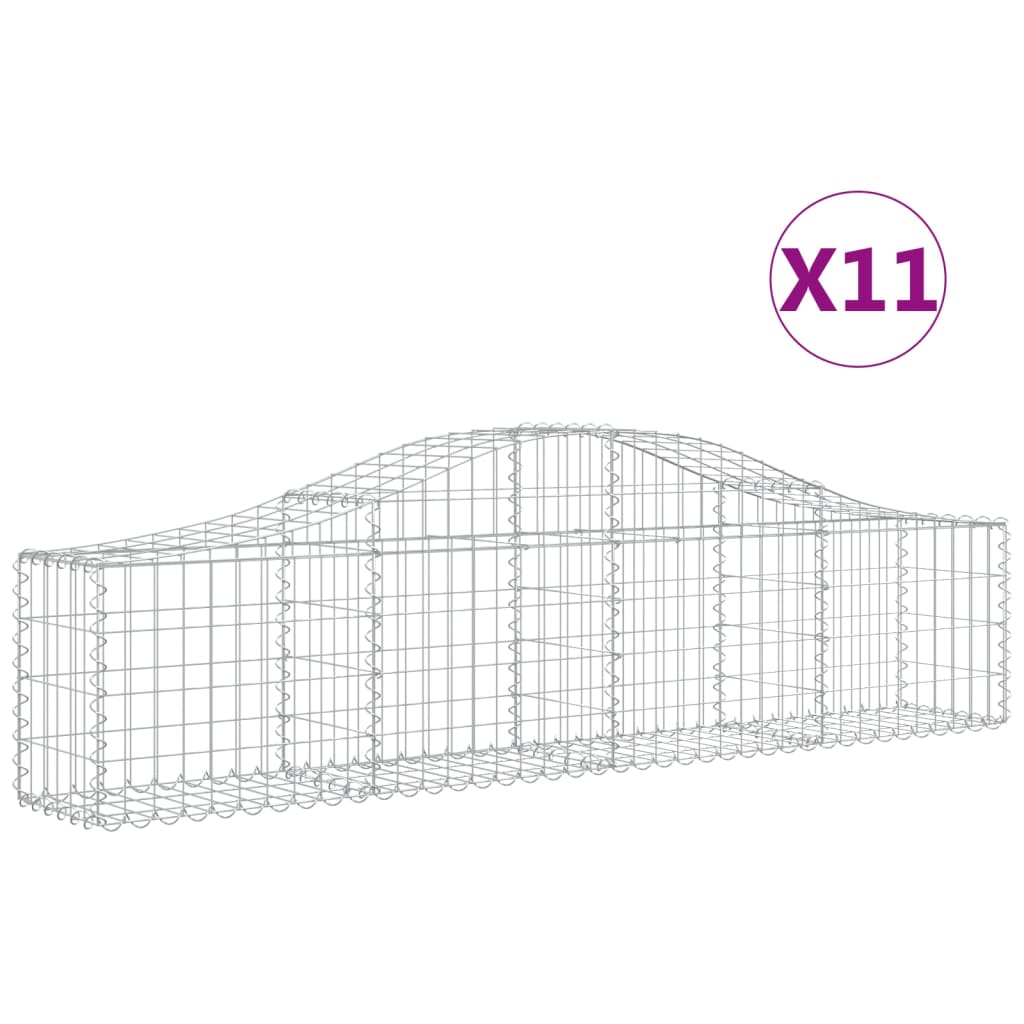 vidaXL Gabionen mit Hochbogen 11 Stk. 200x30x40/60 cm Verzinktes Eisen
