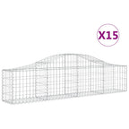 vidaXL Gabionen mit Hochbogen 15 Stk. 200x30x40/60 cm Verzinktes Eisen