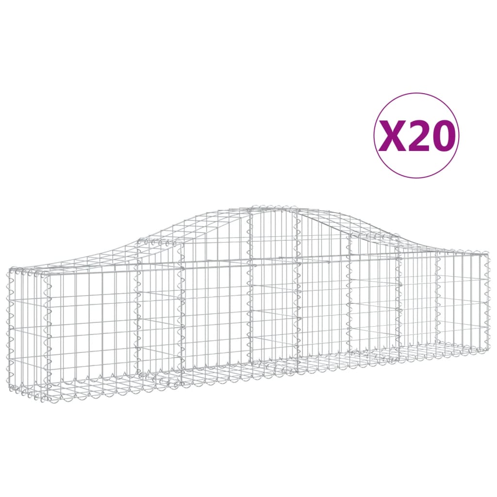 vidaXL Gabionen mit Hochbogen 20 Stk. 200x30x40/60 cm Verzinktes Eisen