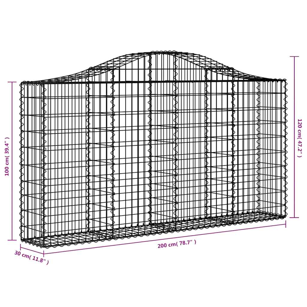 vidaXL Gabionen mit Hochbogen 18Stk. 200x30x100/120cm Verzinktes Eisen