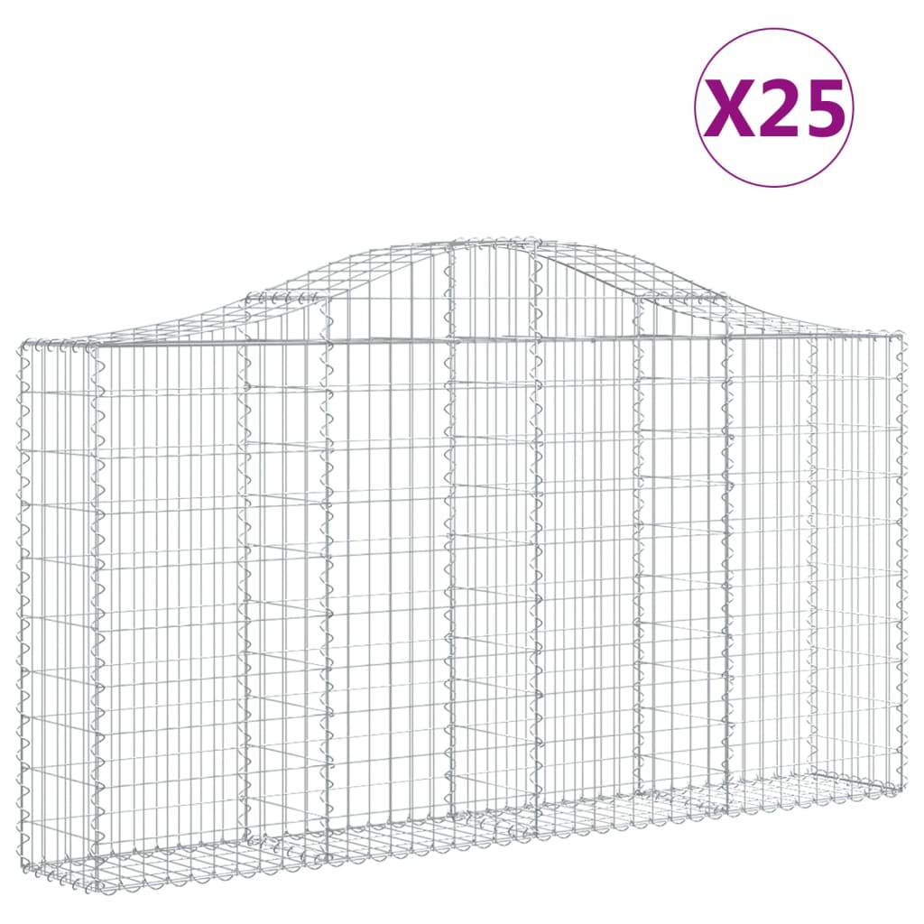 vidaXL Gabionen mit Hochbogen 25Stk. 200x30x100/120cm Verzinktes Eisen