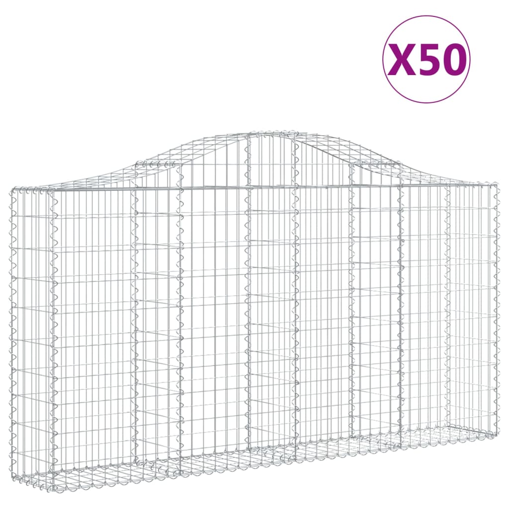 vidaXL Gabionen mit Hochbogen 50Stk. 200x30x100/120cm Verzinktes Eisen