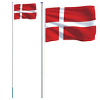 vidaXL Flagge Dänemarks mit Mast 6,08 m Aluminium