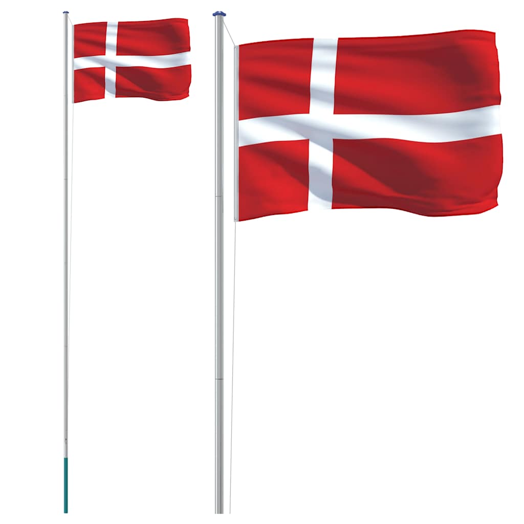 vidaXL Flagge Dänemarks mit Mast 6,08 m Aluminium