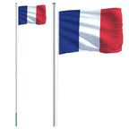 vidaXL Französische Flagge mit Mast 6,08 m Aluminium