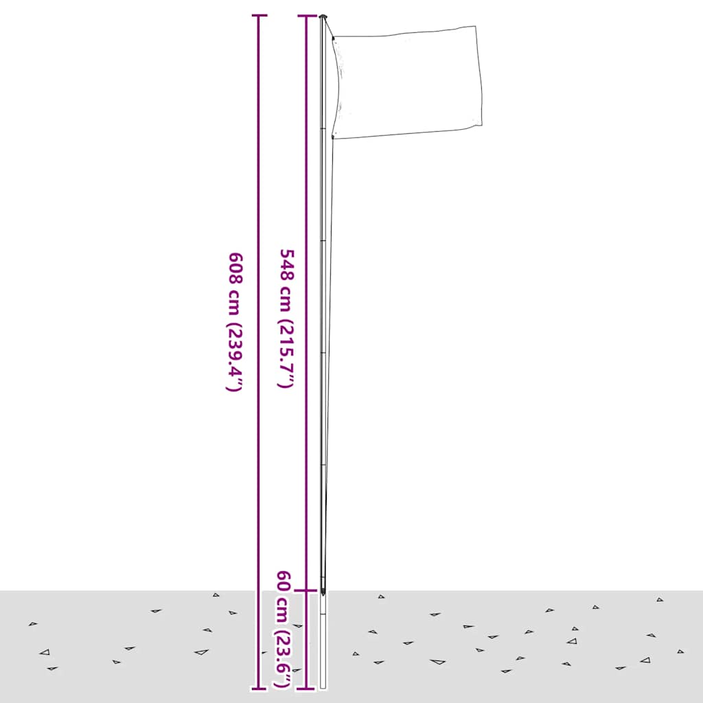 vidaXL Flagge Italiens mit Mast 6,08 m Aluminium