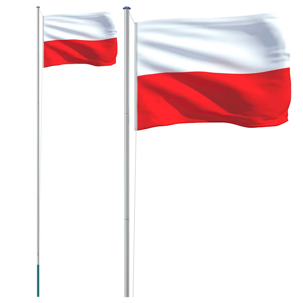 vidaXL Flagge Polens mit Mast 6,08 m Aluminium