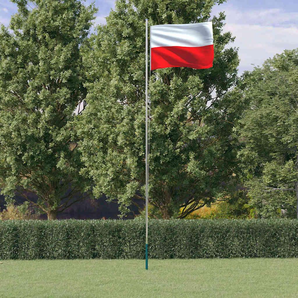 vidaXL Flagge Polens mit Mast 6,08 m Aluminium