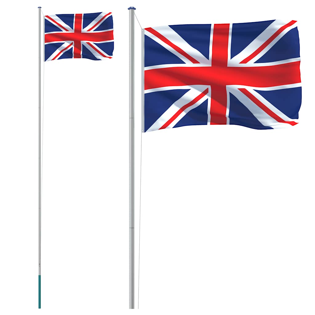 vidaXL Flagge Großbritanniens mit Mast 6,08 m Aluminium