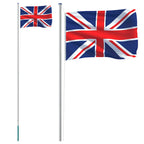 vidaXL Flagge Großbritanniens mit Mast 6,08 m Aluminium