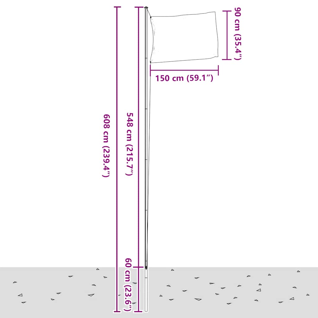 vidaXL Flagge Großbritanniens mit Mast 6,08 m Aluminium