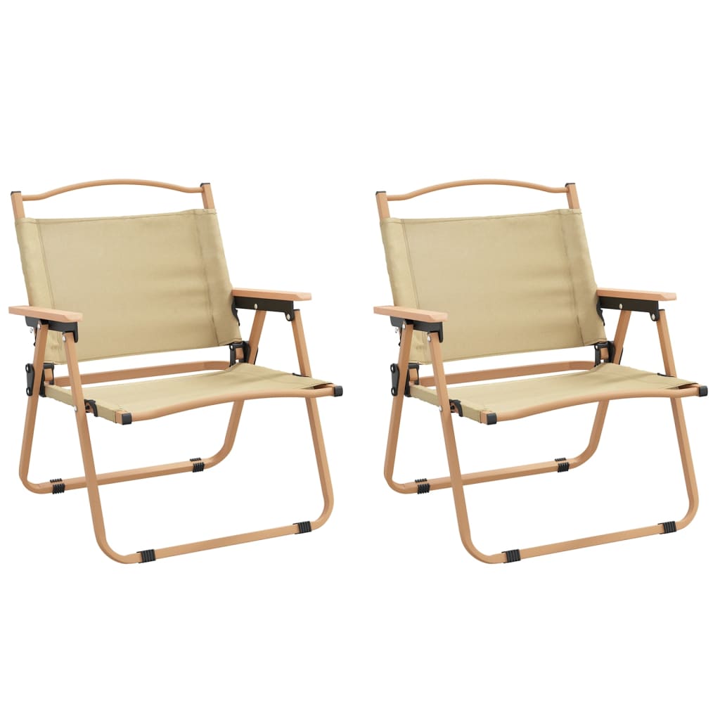 vidaXL Campingstühle 2 Stk. Beige 54x43x59 cm Oxford-Gewebe
