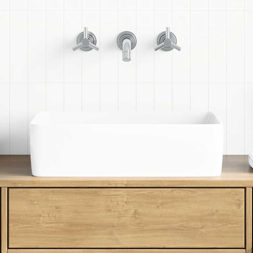 vidaXL Waschbecken Weiß 48x37x13 cm Keramik Rechteckig
