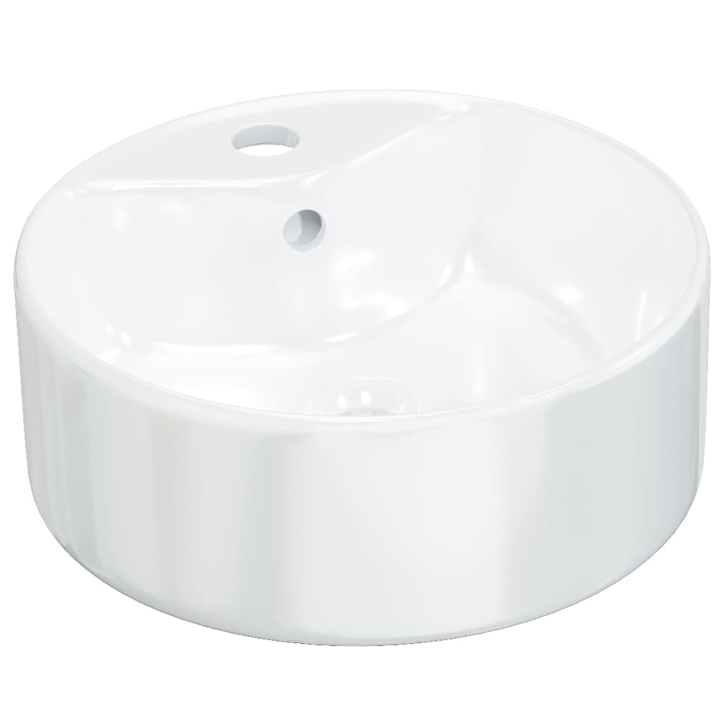 vidaXL Waschbecken Weiß 40x14,5 cm Keramik Rund