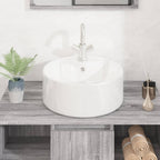 vidaXL Waschbecken Weiß 40x14,5 cm Keramik Rund