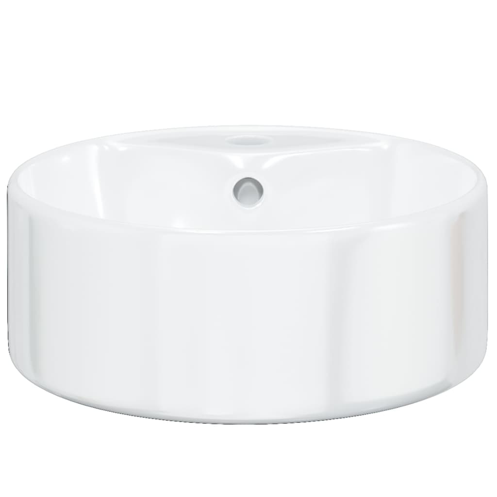 vidaXL Waschbecken Weiß 40x14,5 cm Keramik Rund