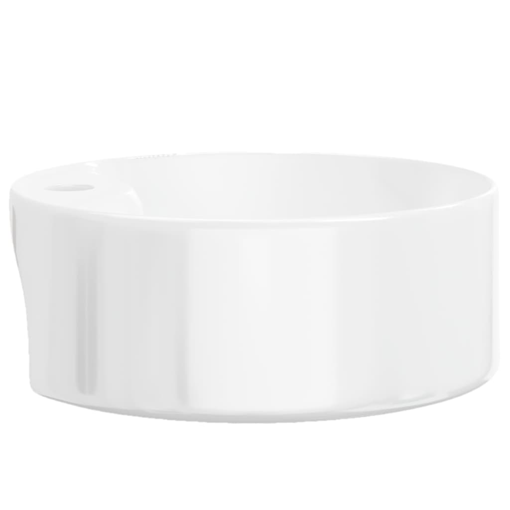 vidaXL Waschbecken Weiß 40x14,5 cm Keramik Rund