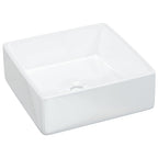 vidaXL Waschbecken Weiß 37x37x13 cm Keramik Quadratisch