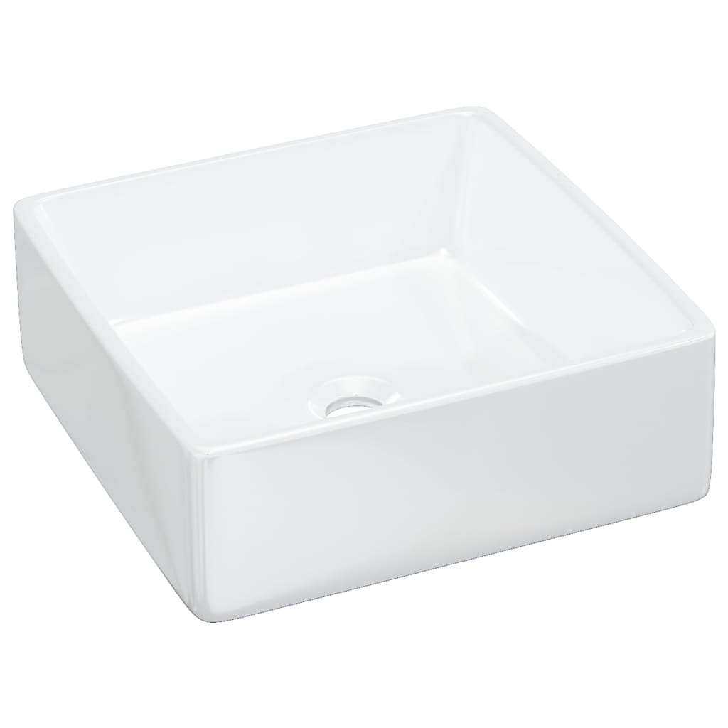 vidaXL Waschbecken Weiß 37x37x13 cm Keramik Quadratisch