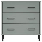 vidaXL Sideboard OSLO mit 3 Schubladen Grau 77x40x79,5 cm Massivholz