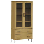 vidaXL Bücherschrank OSLO Metallbeine Braun 85x35x172,5 cm Massivholz