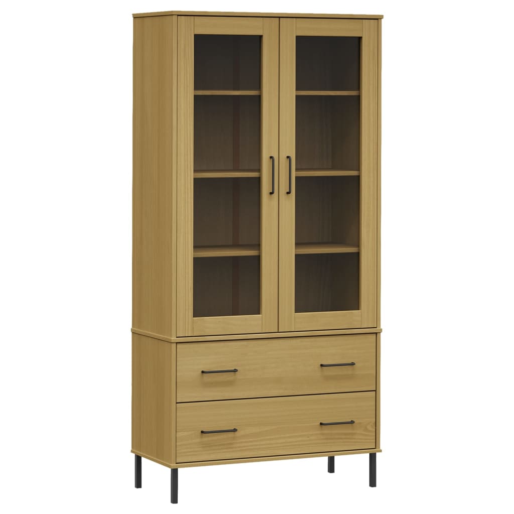 vidaXL Bücherschrank OSLO Metallbeine Braun 85x35x172,5 cm Massivholz
