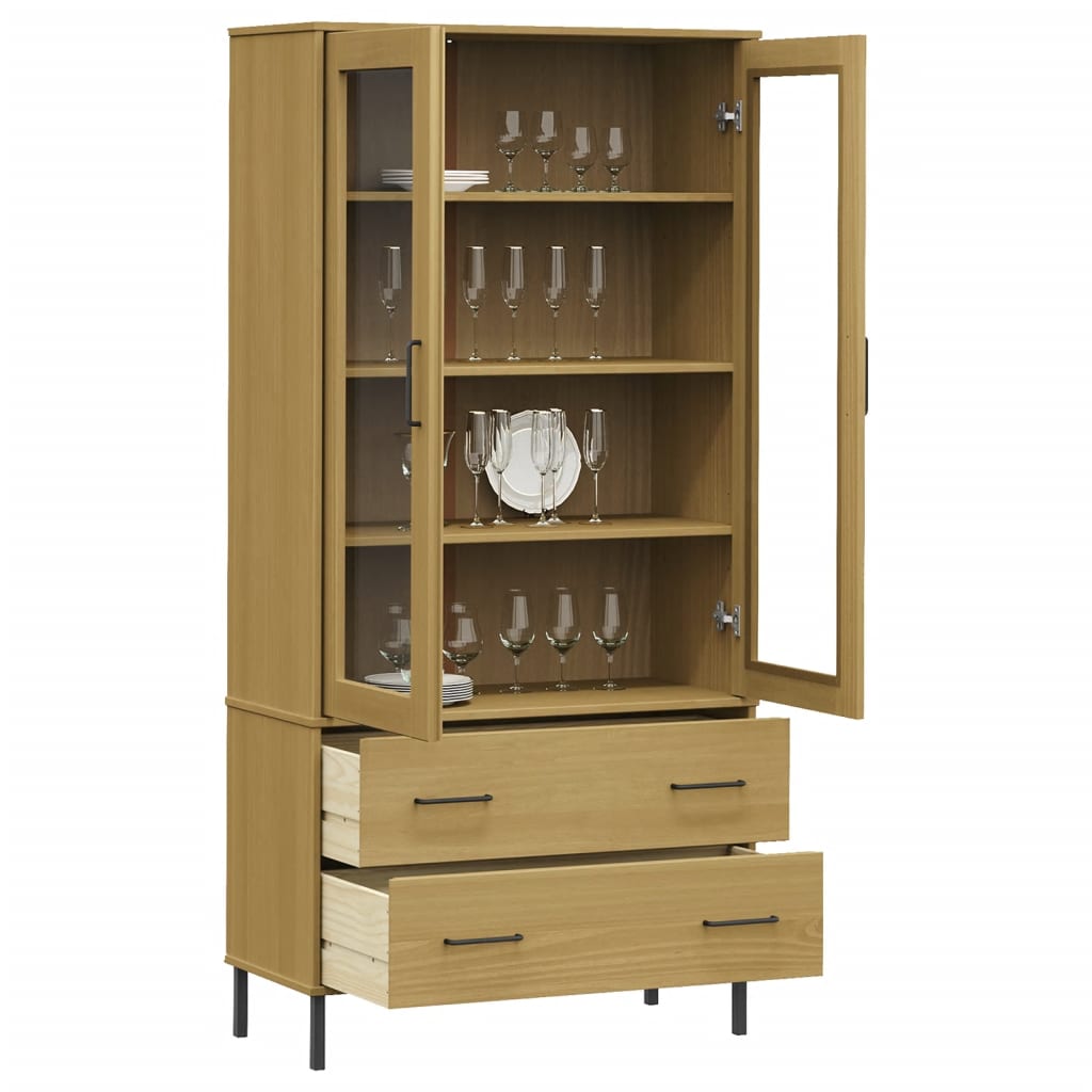 vidaXL Bücherschrank OSLO Metallbeine Braun 85x35x172,5 cm Massivholz