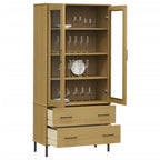 vidaXL Bücherschrank OSLO Metallbeine Braun 85x35x172,5 cm Massivholz
