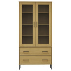 vidaXL Bücherschrank OSLO Metallbeine Braun 85x35x172,5 cm Massivholz