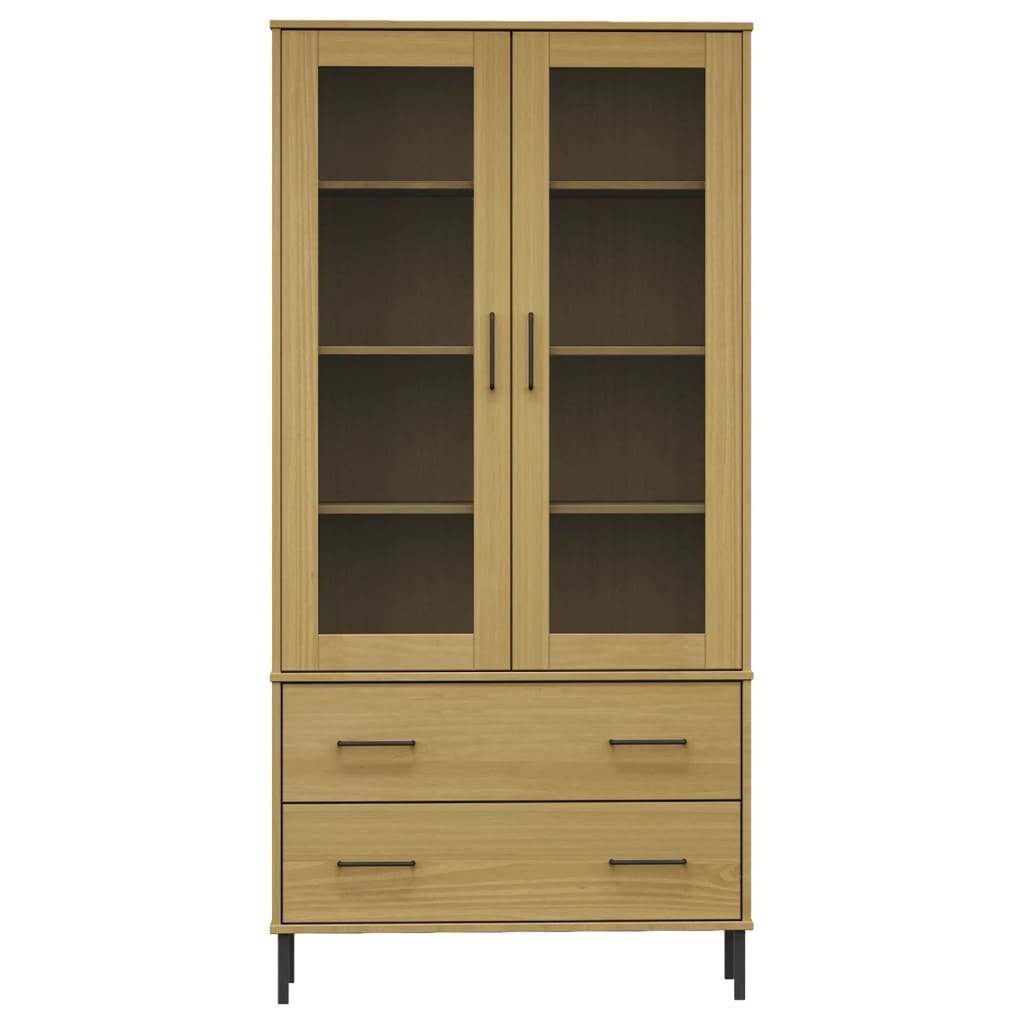 vidaXL Bücherschrank OSLO Metallbeine Braun 85x35x172,5 cm Massivholz