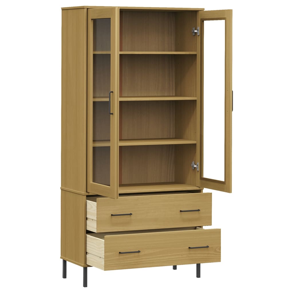 vidaXL Bücherschrank OSLO Metallbeine Braun 85x35x172,5 cm Massivholz