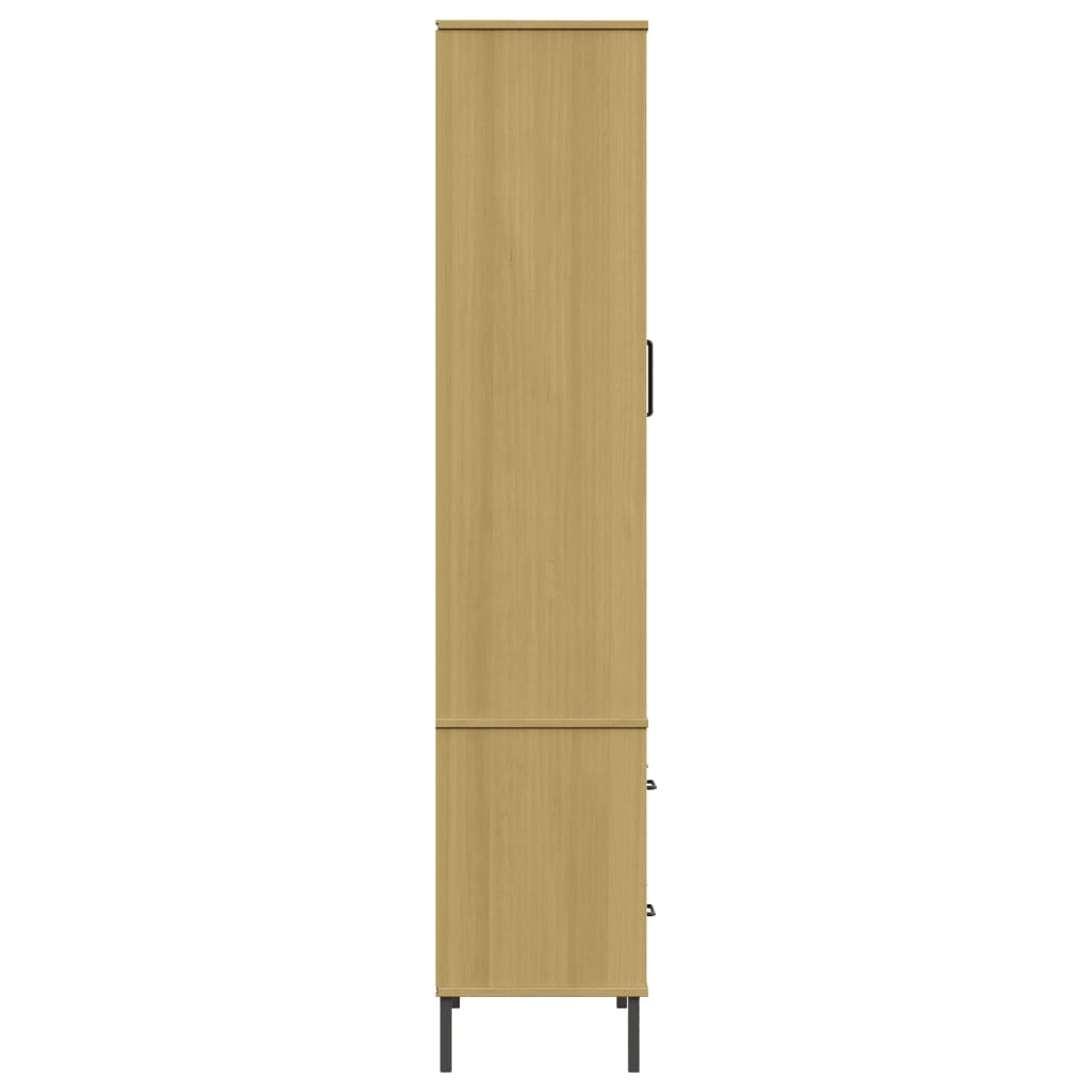 vidaXL Bücherschrank OSLO Metallbeine Braun 85x35x172,5 cm Massivholz