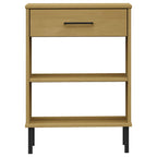 vidaXL Konsolenschrank OSLO mit Metallbeinen Braun Massivholz Kiefer